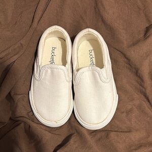 Bucket Feet White Canvas Sneakers Slip-On